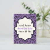 スカルダマスク紫の黒ハロウィーン日付を保存 案内ポストカード (スタンド正面)