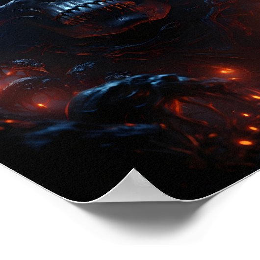 スカルテーマ素晴らしハロウィーン怖いスカル ポスター (角)