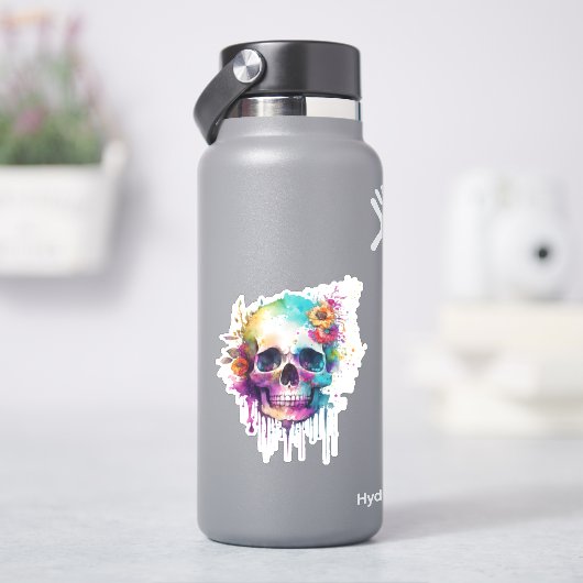 スカルデザインとカラフル（ばちゃばちゃ）跳ねる シール (HydroFlask)