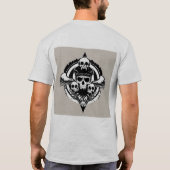 スカルデザインは翼とシンボルを特徴とする Tシャツ (裏面)