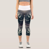 スカルデザインイン黒 カプリレギンス (正面)