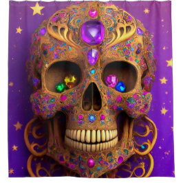 スカルデザイン シャワーカーテン