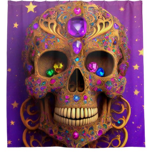 スカルデザイン シャワーカーテン (正面)