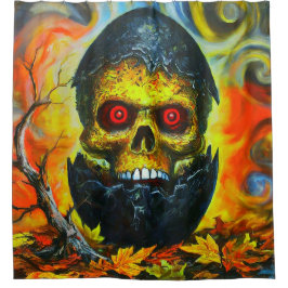 スカルデザイン シャワーカーテン