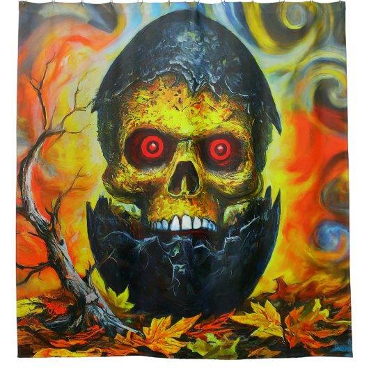 スカルデザイン シャワーカーテン (正面)