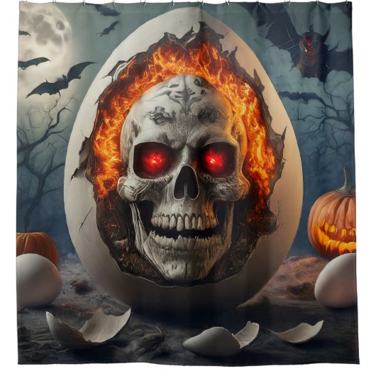 スカルデザイン シャワーカーテン (正面)