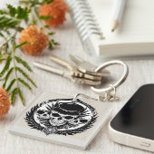 スカルデザイン（翼と記号） キーホルダー (正面右)