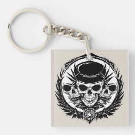 スカルデザイン（翼と記号） キーホルダー
