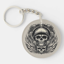 スカルデザイン（翼と記号） キーホルダー