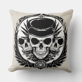 スカルデザイン（翼と記号） クッション