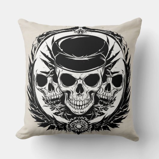 スカルデザイン（翼と記号） クッション (正面)