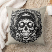 スカルデザイン（翼と記号） クッション (ブランケット)