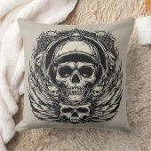 スカルデザイン（翼と記号） クッション (ブランケット)