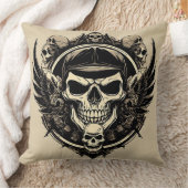 スカルデザイン（翼と記号） クッション (ブランケット)