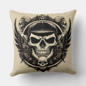 スカルデザイン（翼と記号） クッション (裏面)