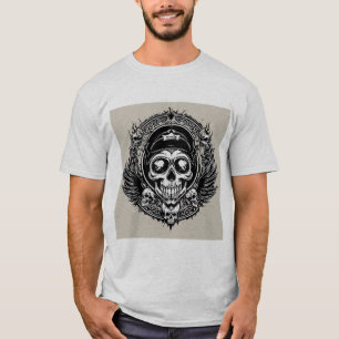 スカルデザイン(翼と記号) Tシャツ