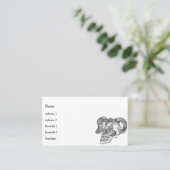 スカルデビルヘッドブラックアンドホワイトデザイン 名刺 (スタンド正面)