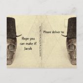 スカルトップハットヴィンテージセピアRIP To His 20s インビテーションポストカード (裏面)