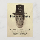 スカルトップハットヴィンテージセピアRIP To His 20s インビテーションポストカード (正面)