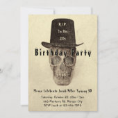 スカルトップハットヴィンテージセピアRIP To His 20s 招待状 (正面)