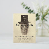 スカルトップハットヴィンテージセピアRIP To His 40s インビテーションポストカード (スタンド正面)