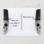 スカルトップハットヴィンテージ白黒RIP To His 20 インビテーションポストカード (裏面)