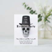 スカルトップハットヴィンテージ白黒RIP To His 20 インビテーションポストカード (スタンド正面)