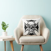 スカルトーンクラウンクロスイラストレーションアート クッション (椅子)