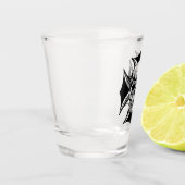 スカルトーンクラウンクロスゴシックバイクもしくは自転車に乗る人アート ショットグラス (左)