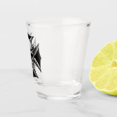 スカルトーンクラウンクロスゴシックバイクもしくは自転車に乗る人アート ショットグラス (右)