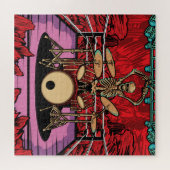 スカルドラマー:レスラーリングや輪イラストレーション ジグソーパズル (横)