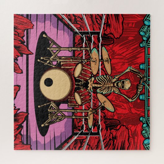 スカルドラマー:レスラーリングや輪イラストレーション ジグソーパズル (横)