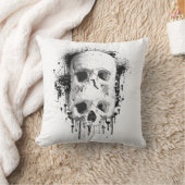 スカルドリップブラックインク（ばちゃばちゃ）跳ねる図 クッション (ブランケット)
