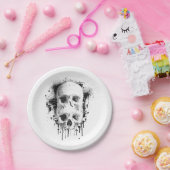 スカルドリップ ブラックインク グラフィックパーティー ペーパープレート (パーティー)