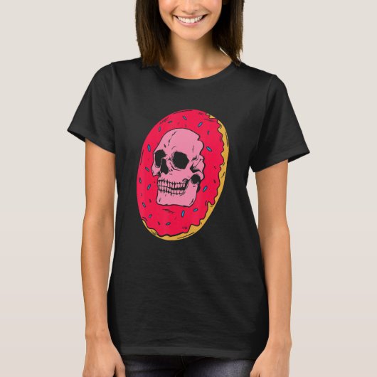 スカルドーナツと散水式フレンド生地 Tシャツ (正面)