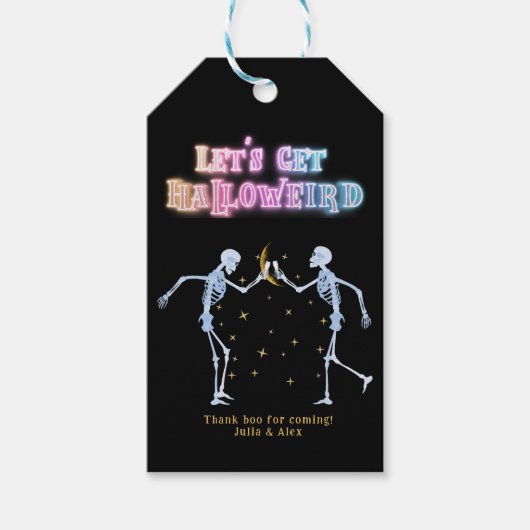 スカルネオンハロウィンハロウィーンハロウィーク踊り骨格 ギフトタグ (正面)