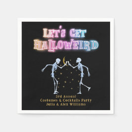スカルネオンハロウィンハロウィーンハロウィーク踊り骨格 スタンダードカクテルナプキン