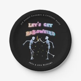 スカルネオンハロウィンハロウィーンハロウィーク踊り骨格 ペーパープレート