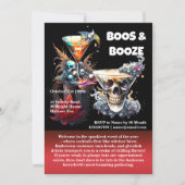 スカルハッピーアワー不気味なカクテルゴシックフローラ 招待状 (正面)