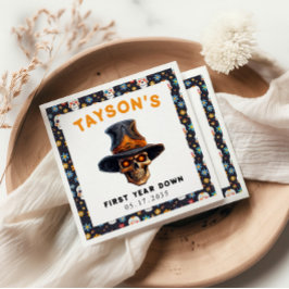 スカルハロウィンキッズコスチュームパーティー – かわいい&不気味かわいい スタンダードカクテルナプキン