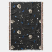 スカルハロウィンシームレスパターン スローブランケット (正面縦)