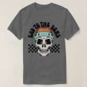 スカルハロウィンバイクバイクもしくは自転車に乗る人パーティーおもしろいハロ Tシャツ (デザイン正面)