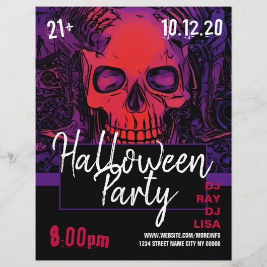 スカルハロウィンパーティーイベントフライヤー チラシ (正面)