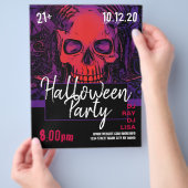 スカルハロウィンパーティーイベントフライヤー チラシ (手)