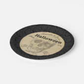 スカルハロウィンヴィンテージブラックゴシックエレガント ペーパープレート (アングル)