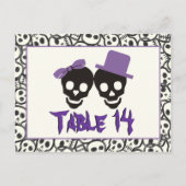 スカルハロウィン結婚パープルブラックのテーブル番号 ポストカード (正面)