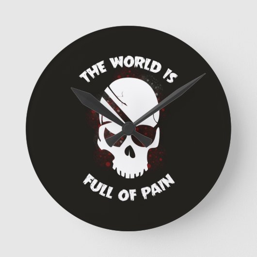 スカルハロウィーンダークブラックホラー ラウンド壁時計 (正面)