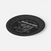 スカルハロウィーンヴィンテージ白黒ゴシック ペーパープレート (アングル)