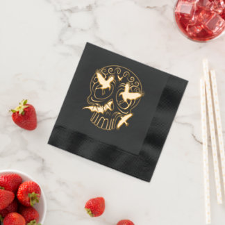 スカルハロウィーン装飾カラベラス 箔ナプキン