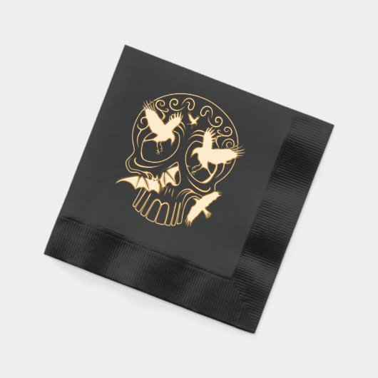 スカルハロウィーン装飾カラベラス 箔ナプキン (左)